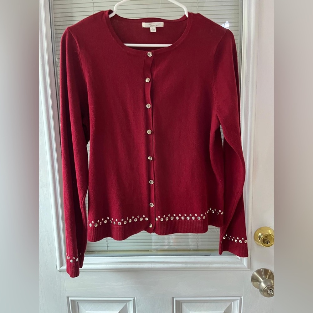 (O) 89 Madison dark red cotton fleece rosana snap cardigan